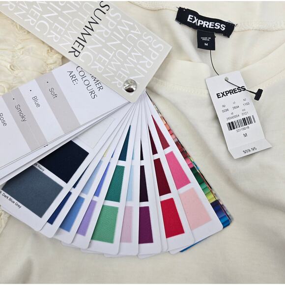 Express Ivory Ruffle Sleeve Tee – Size M – NWT - Picture 5 of 6